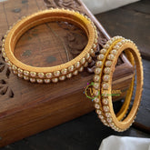 Single Line Kundan Bangle-Round-White-Glossy-G3690